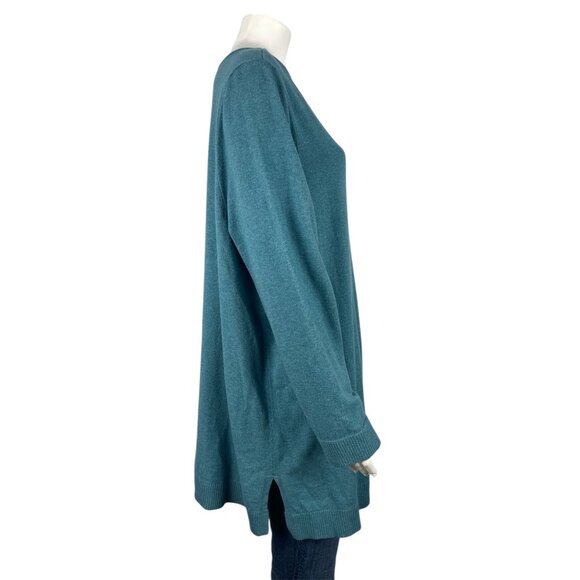 J Jill Teal Lightweight Long Sleeve Sweater 3X Crew Neck Soft Front Seam - Picture 2 of 9